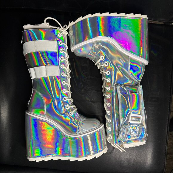 Holographic Platform Boots - Size 6 - YRU - NEW IN BOX - Picture 3 of 11